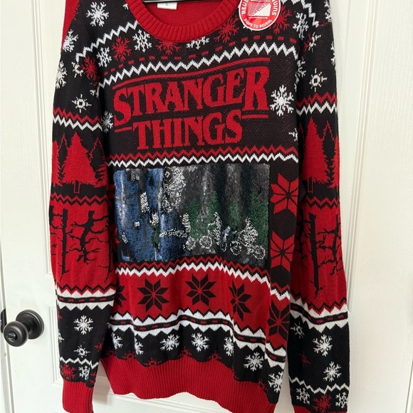 Netflix Stranger Things Red and Black Crewneck Sweater - Picture 2 of 5